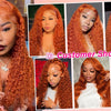 350# 13x6 200 Density 350 Ginger Orange 30 40 inch Lace Front Wig Human Hair Wigs 13x4 HD Lace Frontal Curly Wig For Woman