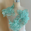 1 Piece Green 3d Bead Flowers Applique For Couture Dance Costume Embroidery Sewing On Patches For Wedding/Evening Dress