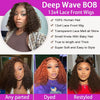 Brown Curly Lace Front Human Hair Wigs 200 Density 13x4 Full Frontal Brown Colored Deep Water Wave Wigs HD Lace Wigs