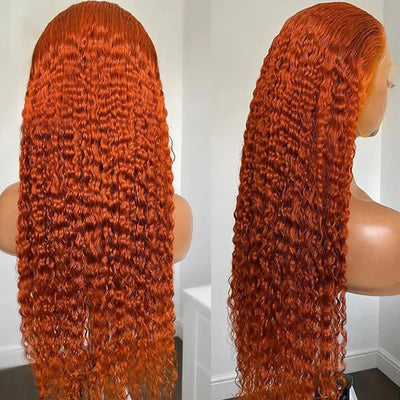 350# 13x6 200 Density 350 Ginger Orange 30 40 inch Lace Front Wig Human Hair Wigs 13x4 HD Lace Frontal Curly Wig For Woman