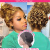 Water Wave 30 Inch Invisible Strap 360 Full Lace Front Wig Honey Blonde Highlight Deep Wave Frontal Wig Glueless Wig Human Hair
