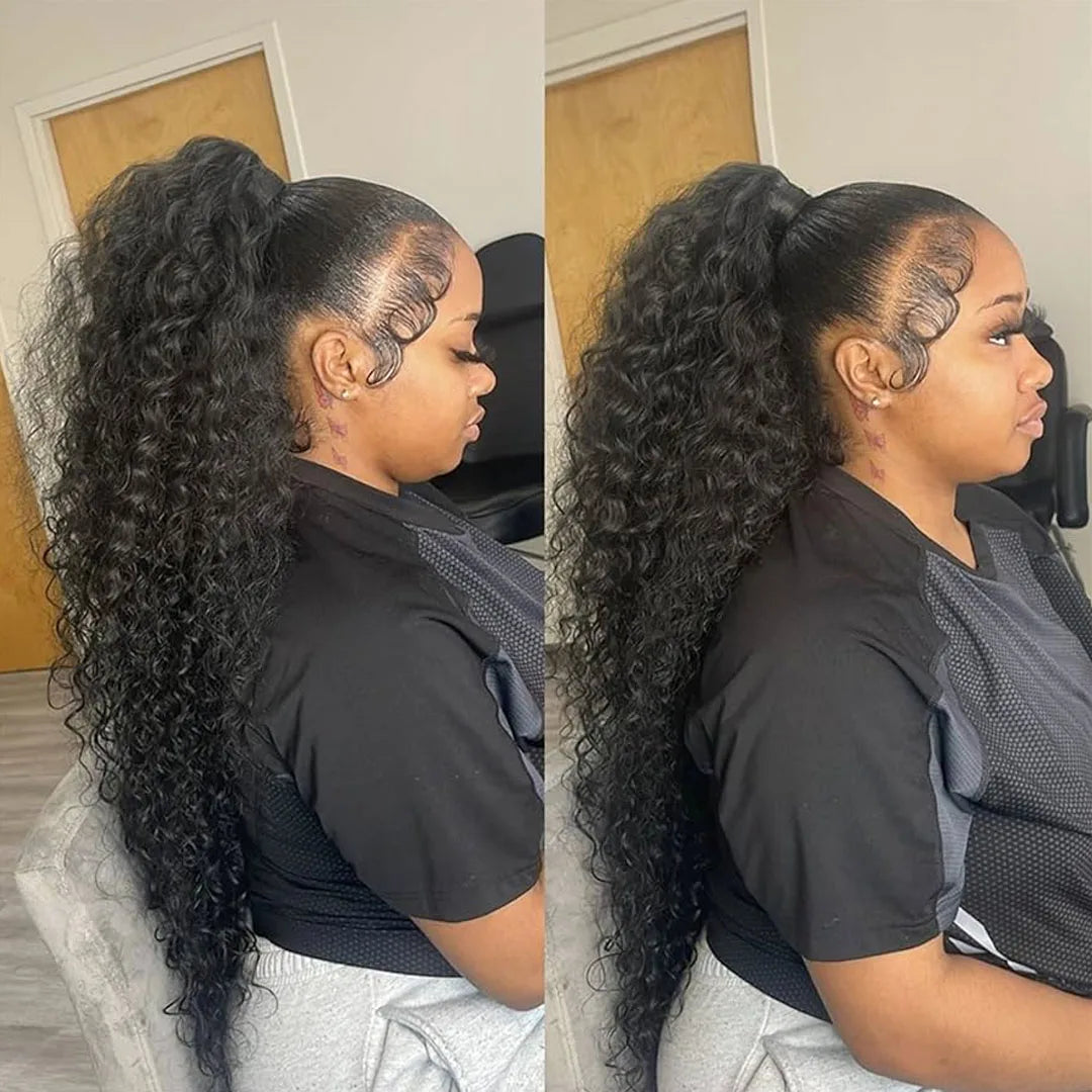 250 Density 30 Inch Invisible Strap Water Wave Curly 360 Full Hd Lace Front Human Hair Wig Glueless Wig Deep Wave Frontal Wig