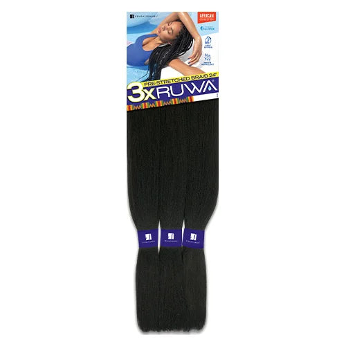 Sensationnel XPRESSION 3X Ruwa Synthetic Hair Braids Pre-Stretched Braid 24" - Lightweight, Easy to Install