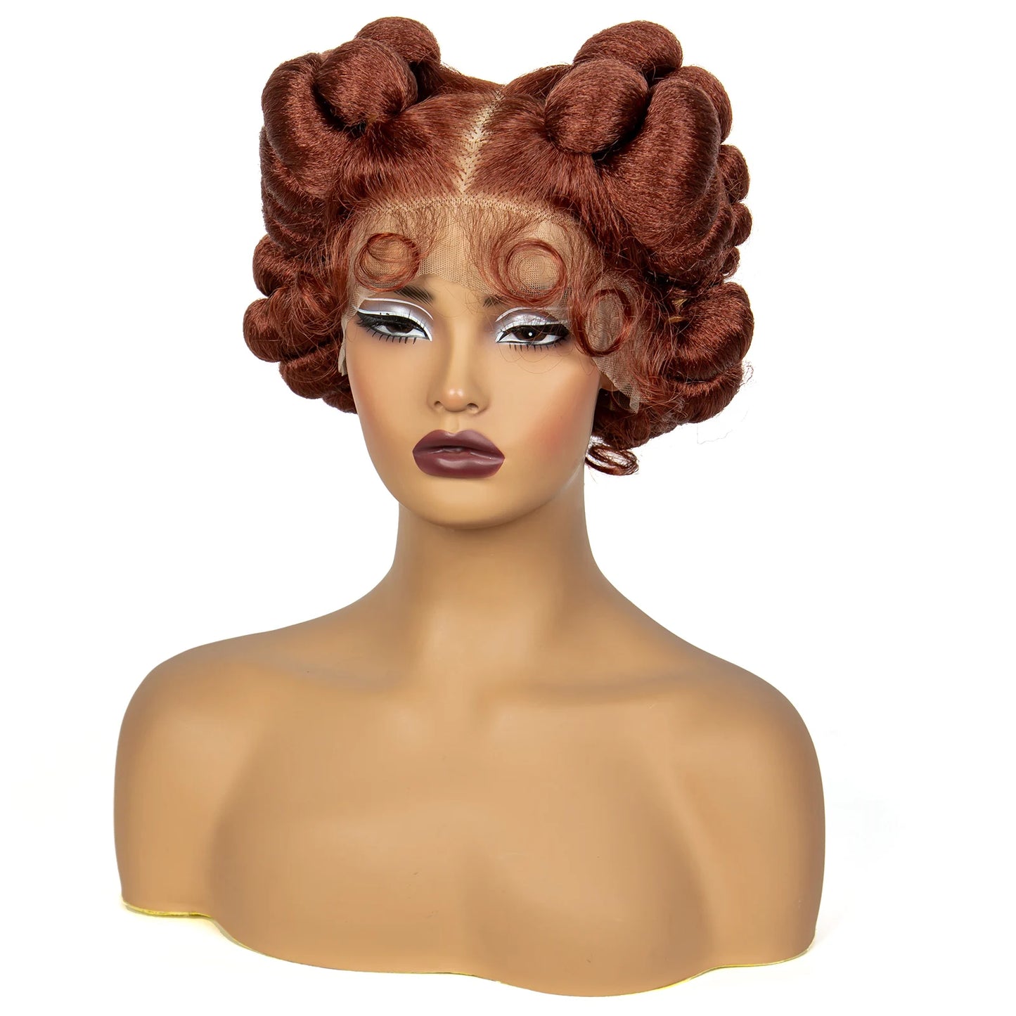Natural Color 6Inch Transparent Full Lace Braided Wigs Short Cute Handmade Bantu Synthetic Braided Lace Wigs Knotless Braids Wig