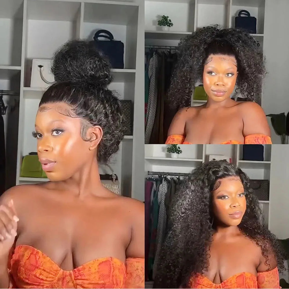 250 Density 30 Inch Invisible Strap Water Wave Curly 360 Full Hd Lace Front Human Hair Wig Glueless Wig Deep Wave Frontal Wig