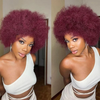 QVR Short Afro Kinky Curly Wigs With Bangs For Women Fluffy Short Afro Curly Wigs Human Hair Wig 180% Density Full Machine Hair