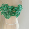 1 Piece Green 3d Bead Flowers Applique For Couture Dance Costume Embroidery Sewing On Patches For Wedding/Evening Dress