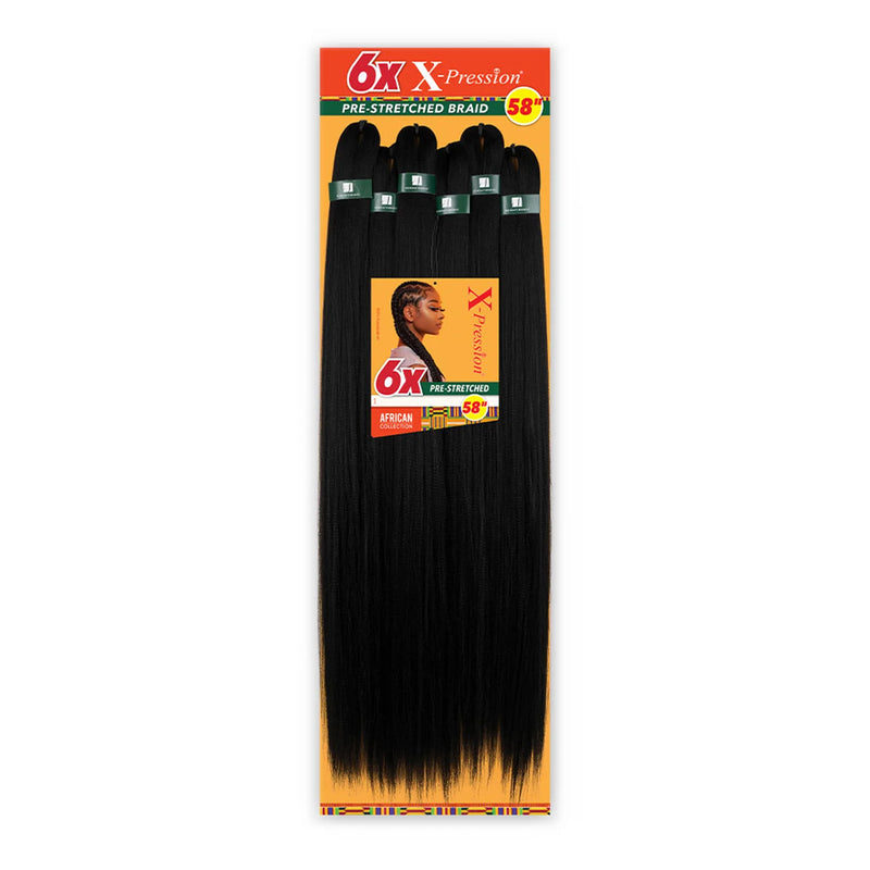 Sensationnel African Collection Braids 6X X-Pression Pre-Stretched Braid 58" - Lightweight, Long-Lasting
