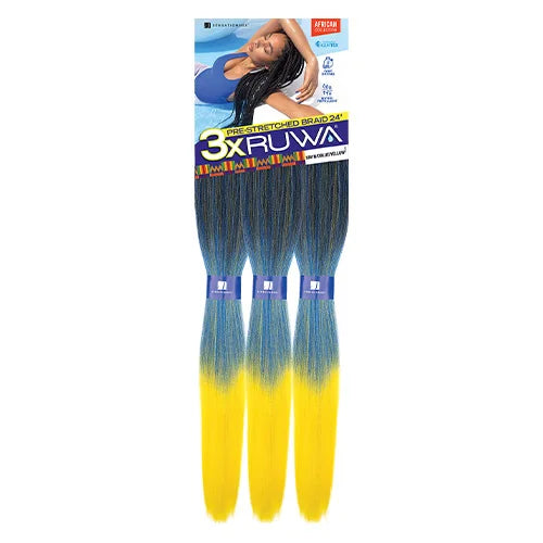Sensationnel XPRESSION 3X Ruwa Synthetic Hair Braids Pre-Stretched Braid 24" - Lightweight, Easy to Install