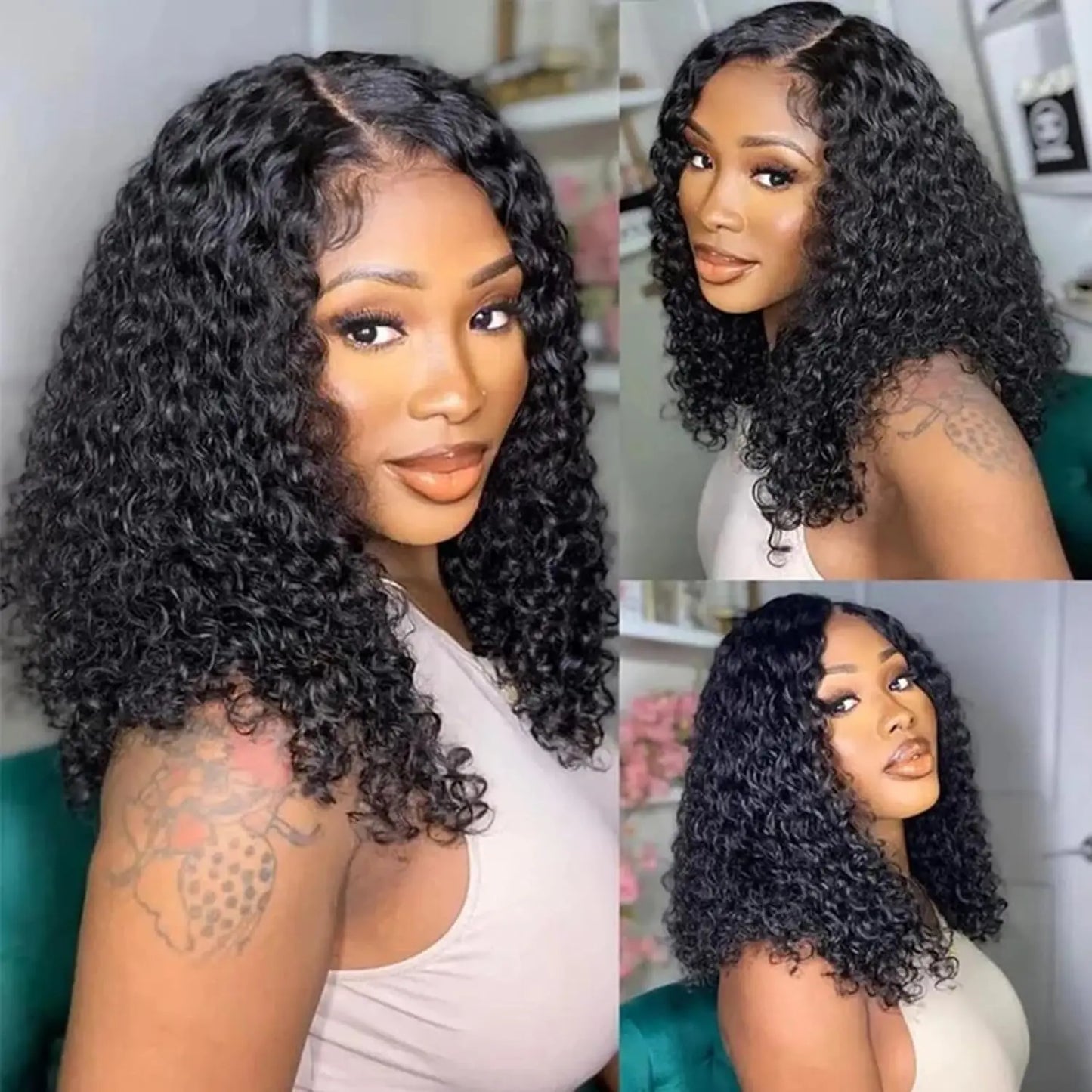 Deep Wave 13x4 Lace Front Wigs Short Bob Wig Brazilian Virgin Human Hair Pre Plucked With Baby Hair Natural 4x4 Closure Bob Wigs