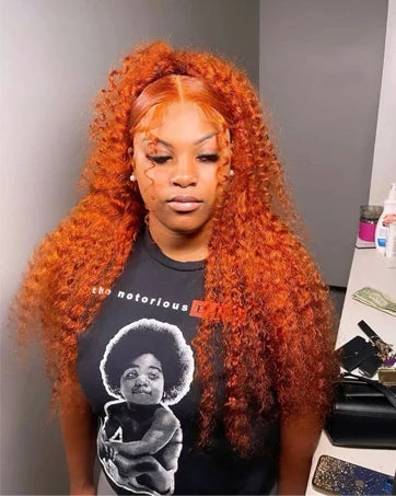350# 13x6 200 Density 350 Ginger Orange 30 40 inch Lace Front Wig Human Hair Wigs 13x4 HD Lace Frontal Curly Wig For Woman