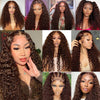 #4 Chocolate Brown Deep Water Wave 13x6 Lace Front Wigs Human Hair Brazilian Brown 13×4 Transparent Lace Frontal Wigs For Women