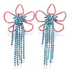 Stonefans Exaggerated Colorful Flower Earrings Fashion Long Tassel Drop Earring for Festival Drag Queen Jewelry