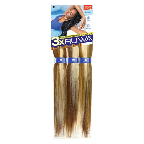 Sensationnel XPRESSION 3X Ruwa Synthetic Hair Braids Pre-Stretched Braid 24" - Lightweight, Easy to Install