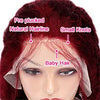 250 Density 30 Inch 13x4 99J Burgundy Deep Wave Lace Frontal Wig Curly Lace Front HD Lace Frontal Human Hair Wigs For Womem