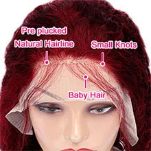 250 Density 30 Inch 13x4 99J Burgundy Deep Wave Lace Frontal Wig Curly Lace Front HD Lace Frontal Human Hair Wigs For Womem