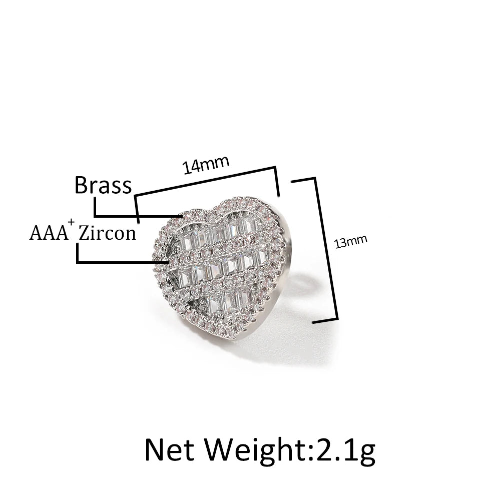 THE BLING KING Lovely Jewelry Set For Women Heart Shaped Chain Necklace Adjustable Heart Bracelet Open Heart Ring Heart Earring