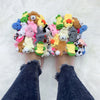 Home Slippers Women Cotton Slippers Furry Flip Flops House Shoes Cute Teddy Bear Slides Plush Pantuflas Women Cheap Slides