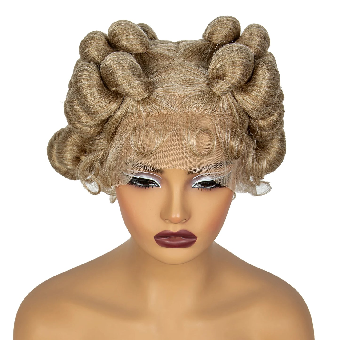 Natural Color 6Inch Transparent Full Lace Braided Wigs Short Cute Handmade Bantu Synthetic Braided Lace Wigs Knotless Braids Wig