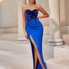 Adyce Evening Maxi Sequins Long Dress For Women Strapless Sexy High Split  Party Celebrity Patchwork Fashion Lady Dress Vestidos