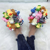 Home Slippers Women Cotton Slippers Furry Flip Flops House Shoes Cute Teddy Bear Slides Plush Pantuflas Women Cheap Slides