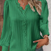 Women's Lace Stitching Shirt Loose Stitching V-neck Long Sleeve Pullover Chiffon Shirt Fall Top Simple Elegant Street Blouse