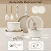 20-piece Pots And Pans Set, KIKCOIN Non-stick Ceramic Cookware Set With Removable Handles. Space-saving, Oven, Dishwasher.