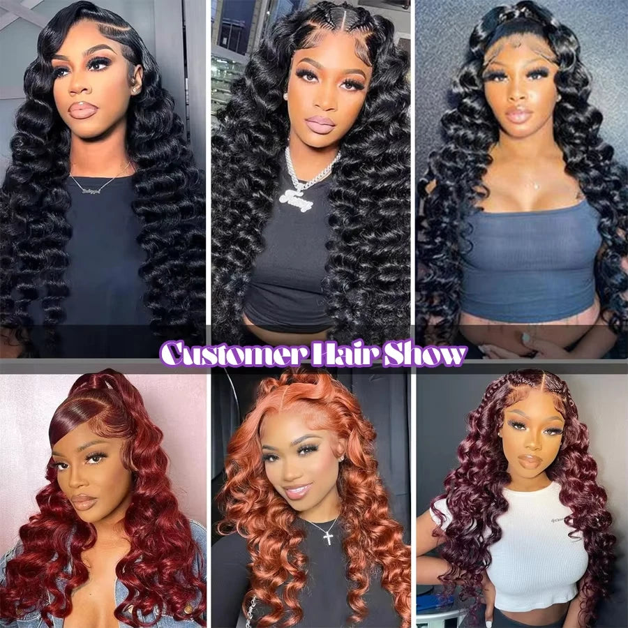 Mossily 220 Density Loose Wave 13x4 HD Lace Front Wig 40 Inch Brazilian Curly Deep Wave 13x6 Lace Frontal Human Hair Wigs Women