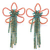 Stonefans Exaggerated Colorful Flower Earrings Fashion Long Tassel Drop Earring for Festival Drag Queen Jewelry