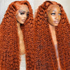 Orange Ginger Lace Front Wig Curly Human Hair Wigs For Women 30Inch Deep Wave Frontal Wig 13x4 13x6 HD Lace Front Human Hair Wig
