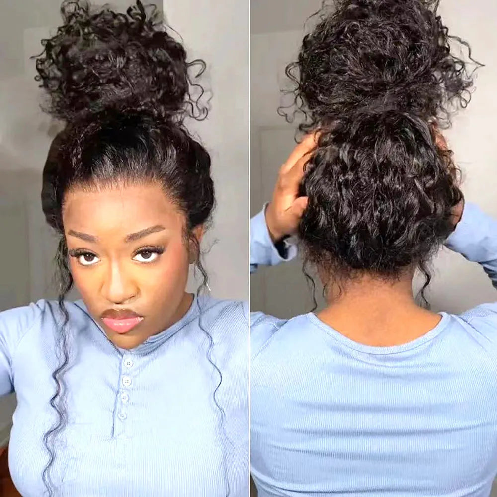 250 Density 30 Inch Invisible Strap Water Wave Curly 360 Full Hd Lace Front Human Hair Wig Glueless Wig Deep Wave Frontal Wig