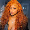 350# 13x6 200 Density 350 Ginger Orange 30 40 inch Lace Front Wig Human Hair Wigs 13x4 HD Lace Frontal Curly Wig For Woman