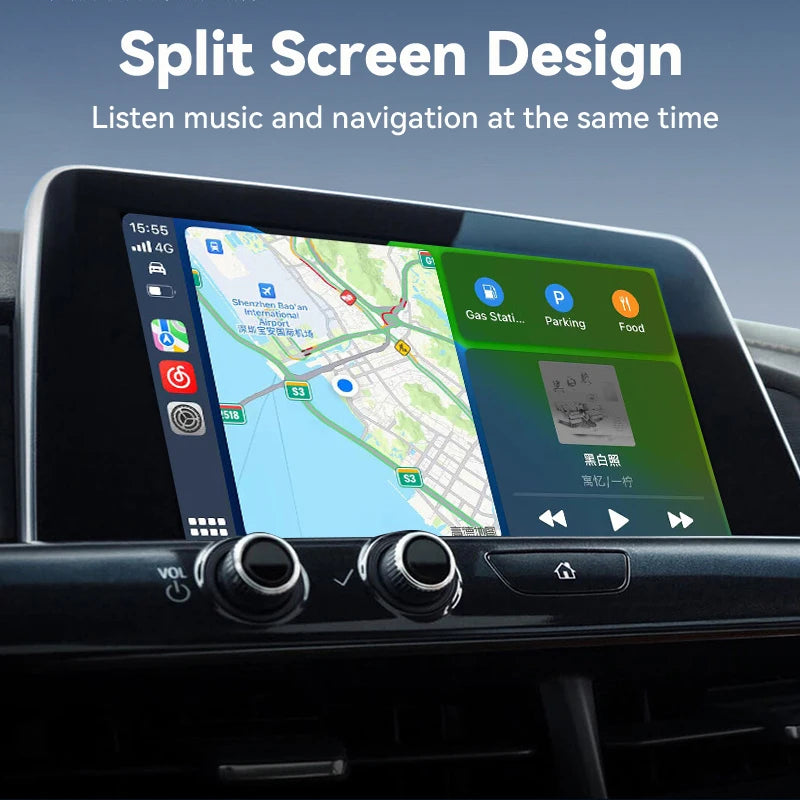VR Robot Wireless Carplay Android Auto Dongle Mini Plug & Play 2 IN 1 Car Navigation Adapter WiFi BT Auto-connect