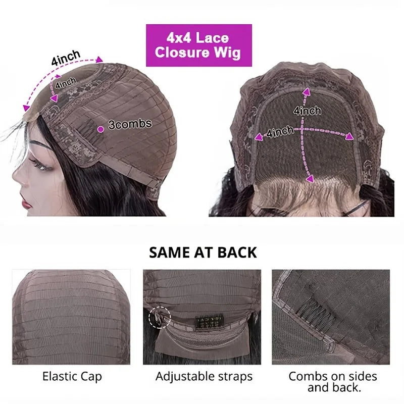 Alimice Cheap Price 4x4 Lace Closure Loose Deep Wave Human Hair Wig Glueless Transparetn Lace Closure Human Hair Wig 4x4