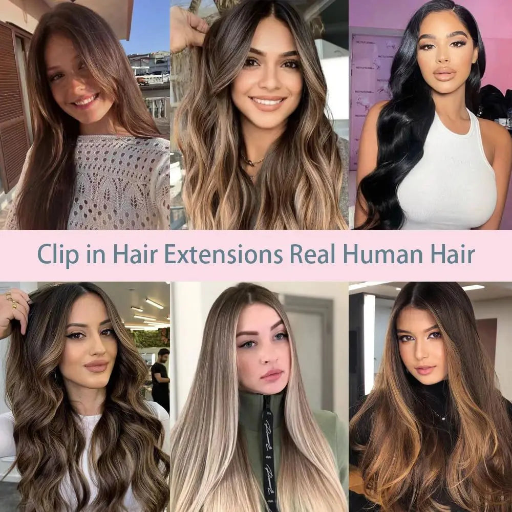 100% Brazilian Clips In One Piece Hair Extension Natural Straight Remy Human Hair  Invisible Seamless Clip in Straight One Piece