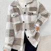 Plaid Pattern Button Front Jacket, Elegant Long Sleeve Warm Outerwear For Fall & Winter, Women's Clothing