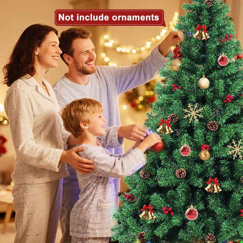 Classic Pine Tree 7FT/8FT Pre-Artificial Christmas Tree, with Metal Hinges 1000 PVC Branches Artificial Xmas Tree Home Decor