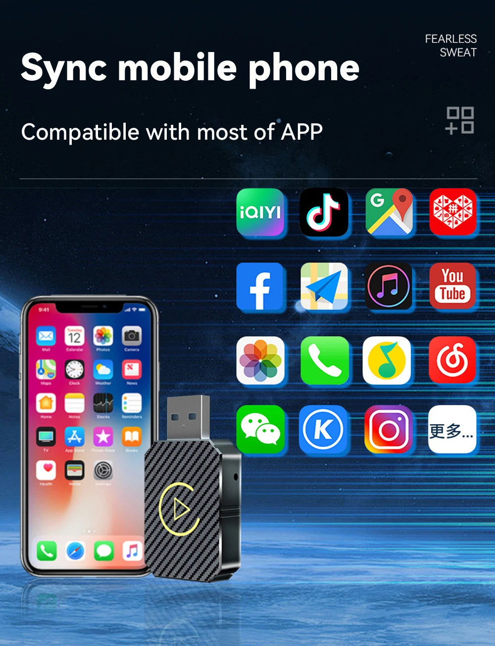 VR Robot Wireless Carplay Android Auto Dongle Mini Plug & Play 2 IN 1 Car Navigation Adapter WiFi BT Auto-connect