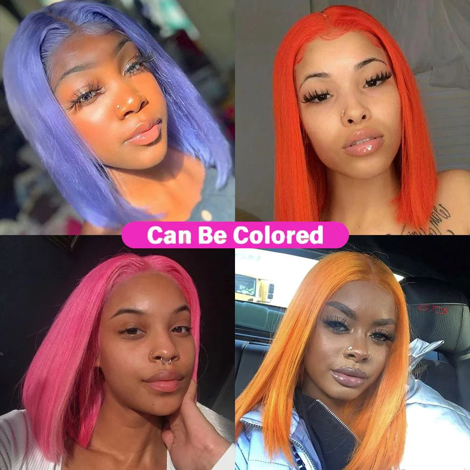 99J HD Transparent Lace Short Bob Human Hair Wigs Brazilian Burgundy Straight 13x4 Lace Front Wig For Women Pre Plucked Hairline