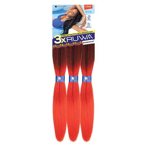 Sensationnel XPRESSION 3X Ruwa Synthetic Hair Braids Pre-Stretched Braid 24" - Lightweight, Easy to Install