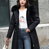 Women Winter Parka Warm Hooded Long Sleeve Zipper Thick Jackets Fur Collar Fleece Drawstring Long Coat Casual Streetwear Outwear