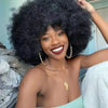 Short Afro Kinky Curly Human Hair Wig With Bangs Fluffy Natural Bob Wigs Brazilian Full Machine Made Wigs On Sale  180% Density
