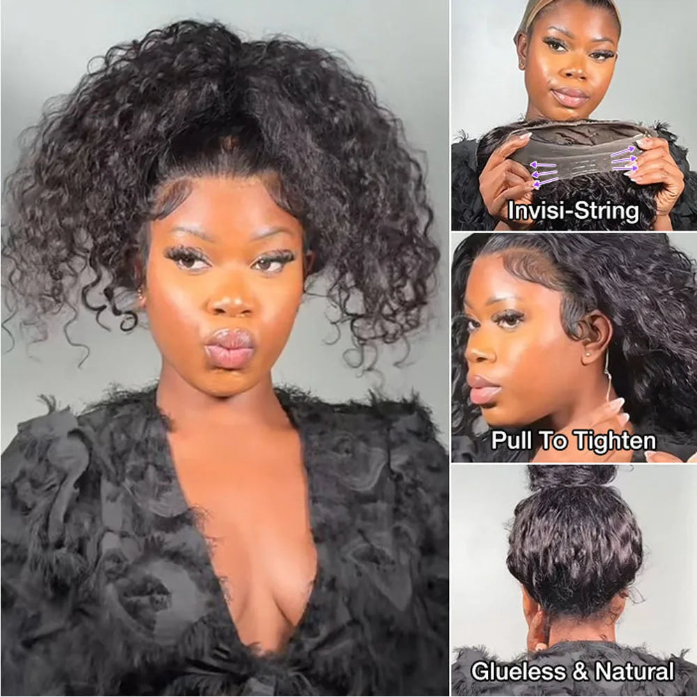 13x6 13x4 Deep Wave Frontal Wig Snug Fit Transparent 30 Inch Invisible Strap 360 Full Hd Lace Front Wig Glueless Wig Human Hair