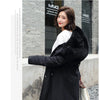 Women Winter Parka Warm Hooded Long Sleeve Zipper Thick Jackets Fur Collar Fleece Drawstring Long Coat Casual Streetwear Outwear