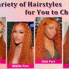 350# 13x6 200 Density 350 Ginger Orange 30 40 inch Lace Front Wig Human Hair Wigs 13x4 HD Lace Frontal Curly Wig For Woman