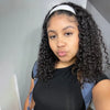 Water Wave Headband Wig Kinky Curly Human Hair Wigs For Women BrazilianFull Machine Made Remy Human Hair Wig Scarf Wig