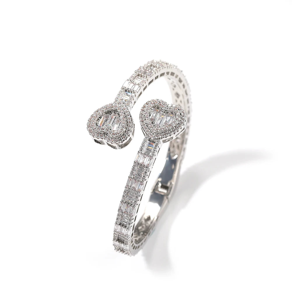 THE BLING KING Lovely Jewelry Set For Women Heart Shaped Chain Necklace Adjustable Heart Bracelet Open Heart Ring Heart Earring