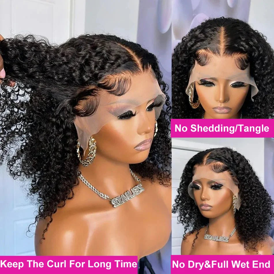 Deep Wave 13x4 Lace Front Wigs Short Bob Wig Brazilian Virgin Human Hair Pre Plucked With Baby Hair Natural 4x4 Closure Bob Wigs