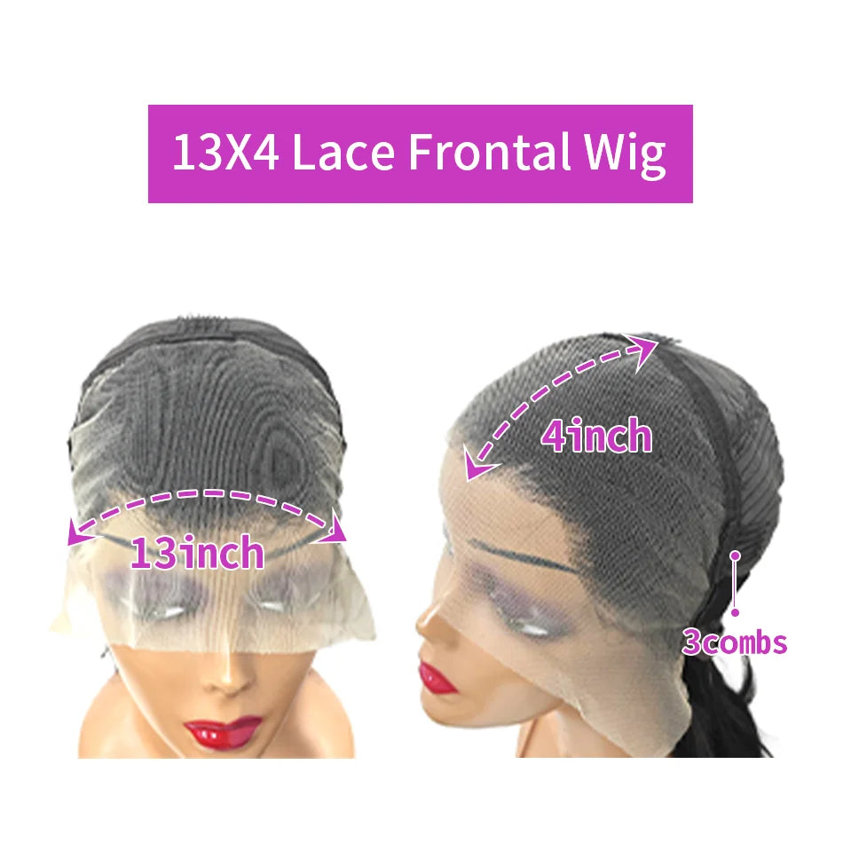 Brown Curly Lace Front Human Hair Wigs 200 Density 13x4 Full Frontal Brown Colored Deep Water Wave Wigs HD Lace Wigs