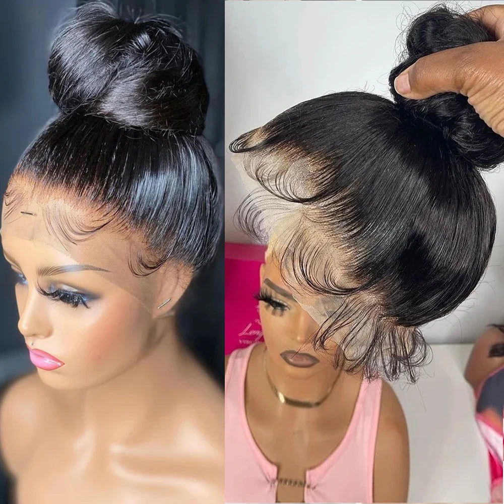 250 Density 360 Full Lace Wigs 100% Human Hair Glueless PrePluck Brazilian Straight 13x4 Transparent Lace Frontal Wig For Women